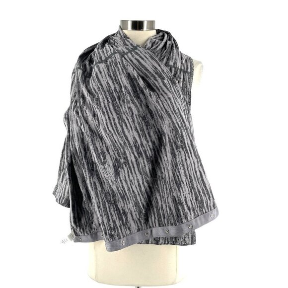 Lululemon Convertible Vinyasa Scarf Rulu Shuttle Jacquard Black Silver Grey - Picture 1 of 5